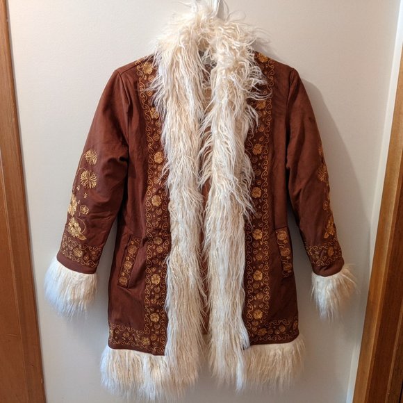 The Hippie Shake - Heros Jackets & Blazers - The Hippie Shake Heros - Breaking Hearts Brown Embroidered Penny Lane Coat - 6